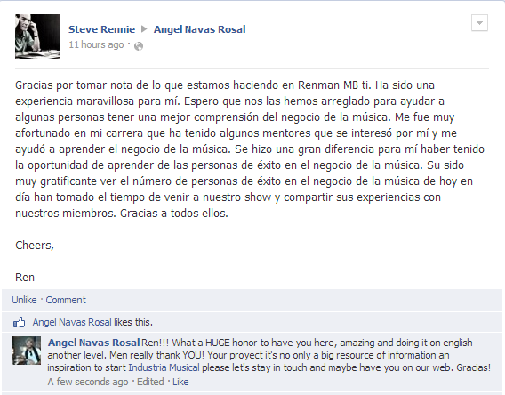 Steve Rennie Steve Rennie nos escribe para dar la gracias. Thank you Renman