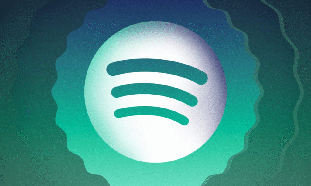 Ilustración del logotipo de Spotify sobre fondo verde, imagen ilustrativa de la música generada con IA en Spotify